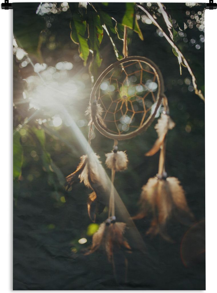 MuchoWow Wandteppich Wandbehang Ein Traumfänger im Wald 60x90 cm Tapisserie Dekoration Wandtuch - Foto-Teppich - Abwaschbar
