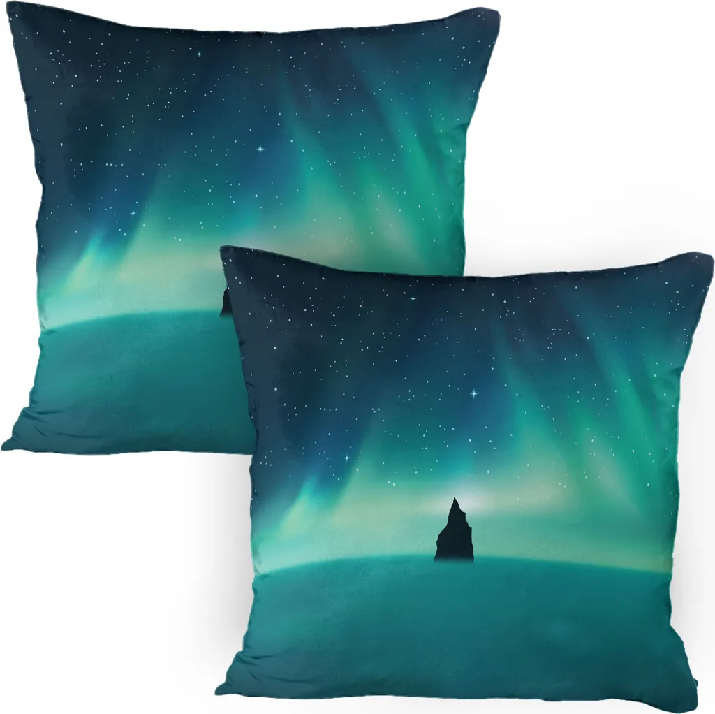 ABAKUHAUS Astral Federa Aurora Boreale 80x80 - Set 2 Pezzi Turchese