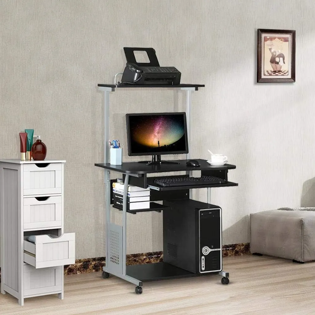 Yaheetech Bureau d'Ordinateur Compact 80cm en Bois et Métal Noir - 8