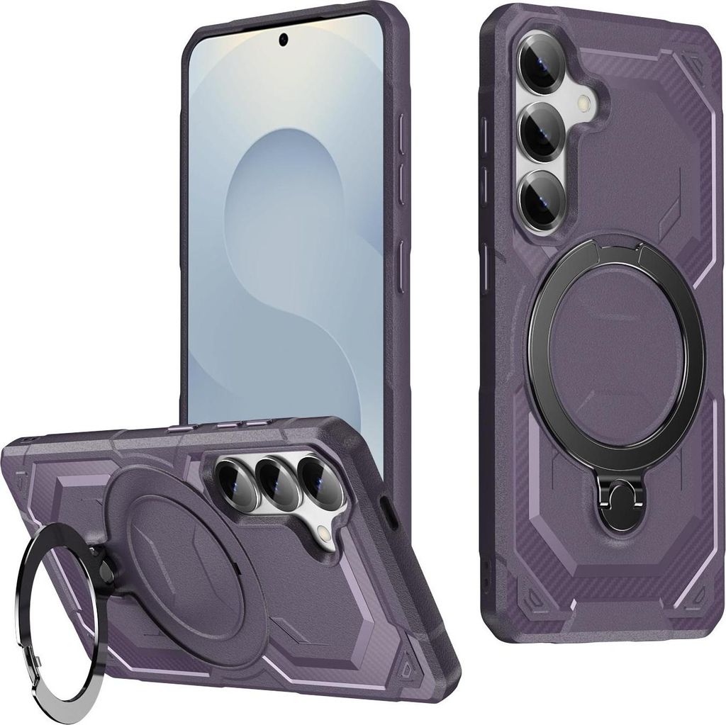 MagSafe Hülle für Samsung Galaxy S25/S24 - Phonesta IronLock Back Cover mit Ring - Lila