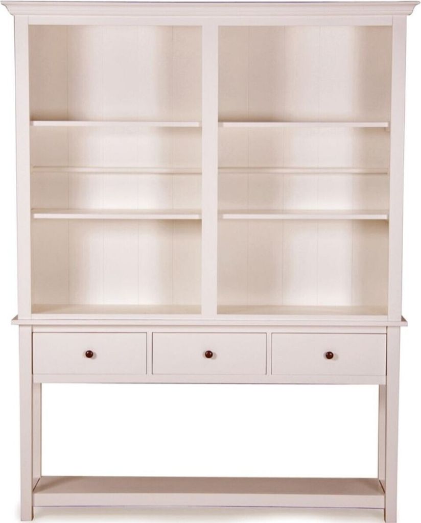 Casa Padrino Landhausstil Offener Schrank Antik Weiss mit drei Schubladen 158 x 40 x H. 220 cm - Wohnzimmerschrank im Landhausstil