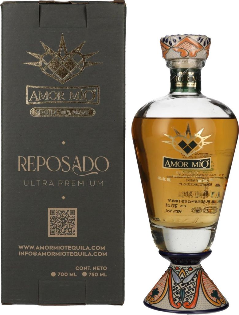 Amor Mío Tequila Reposado 100% Agave Azul 40% Vol. 0,7l in Geschenkbox