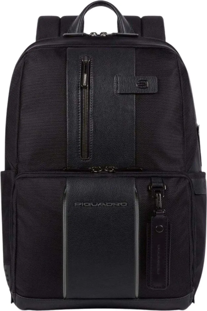 Sac à dos Piquadro CA3214BR2BML noir en cuir et tissu haute qualité