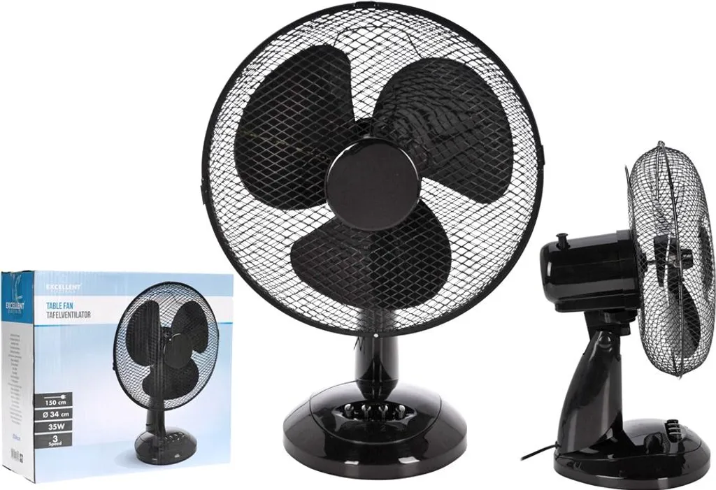 Ventilateur de bureau noir 34 cm : petit ventilateur efficace et silencieux
