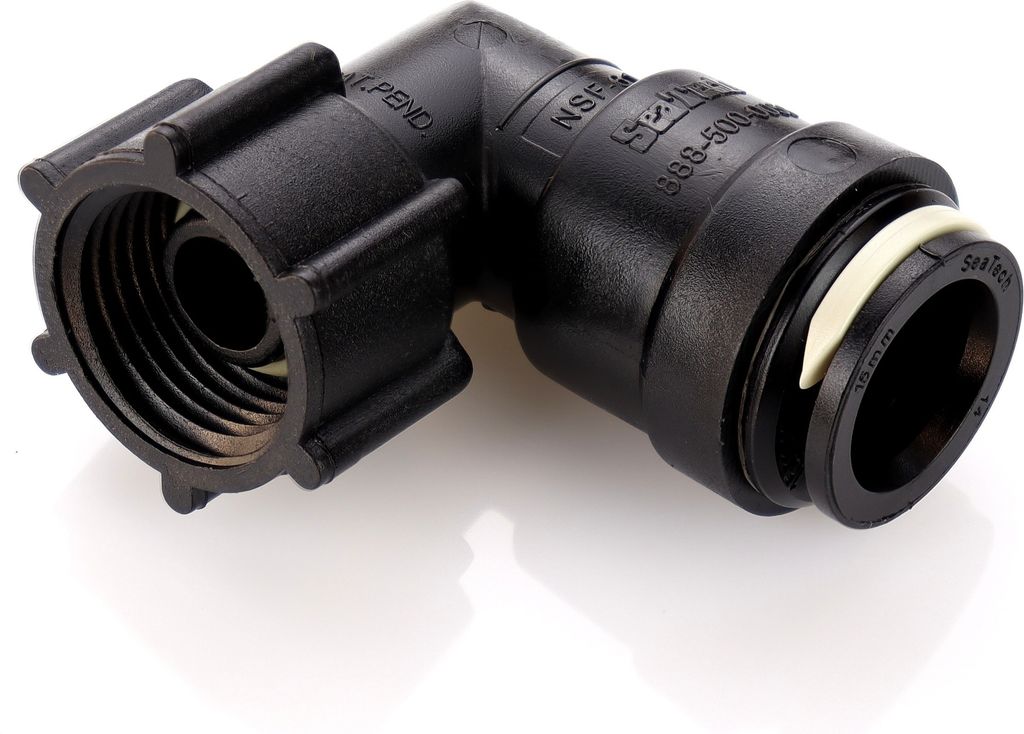 SeaTech Quick-Connect Knie-Stück 90° für Ø15mm x 1/2" NPS Innengewinde