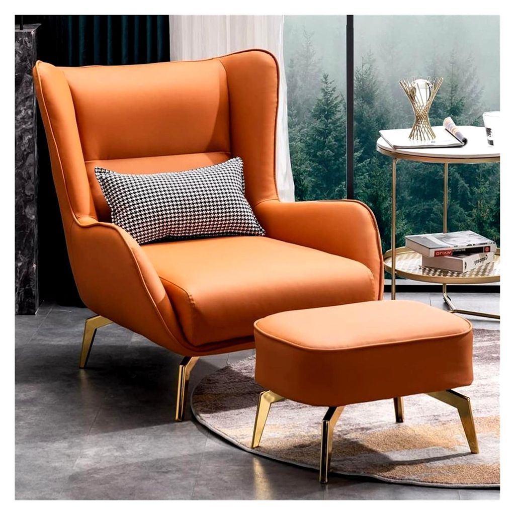 Nordic Light Luxus Einzelsessel Loungesessel für Schlafzimmer Moderner Wohnzimmerstuhl Kleine Möbel für Zuhause Freizeitstuhl, A Blau(Grau, kein...