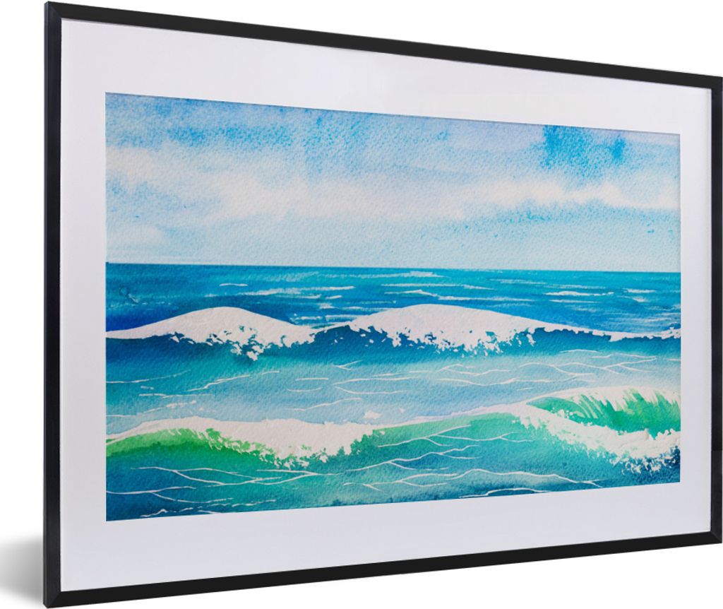 MuchoWow® MuchoWow® Gerahmtes Poster Aquarell - Golf - Meer Produktbild 