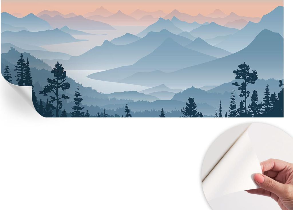 Selbstklebende Wandtapete - Dekorative Tapete für Wohnzimmer - Klebefolie für Wandbilder - Tapetenfolie für Wanddekoration - 208x146 cm - Bergpa...