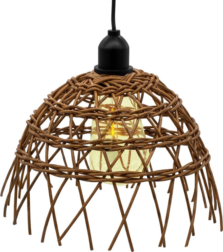 1.01 Hängelampe in Weide Optik - ca. Ø 23 cm - Lampe für Innen und Außen mit Timer und Batterie