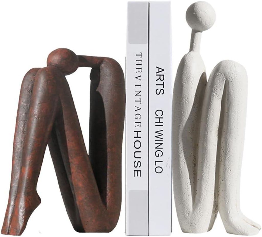 Buchstütze,Künstlerische Denker-Buchstützen, nordisch inspirierte Wohntextilien, ideal für Bücherregale und Schreibtische