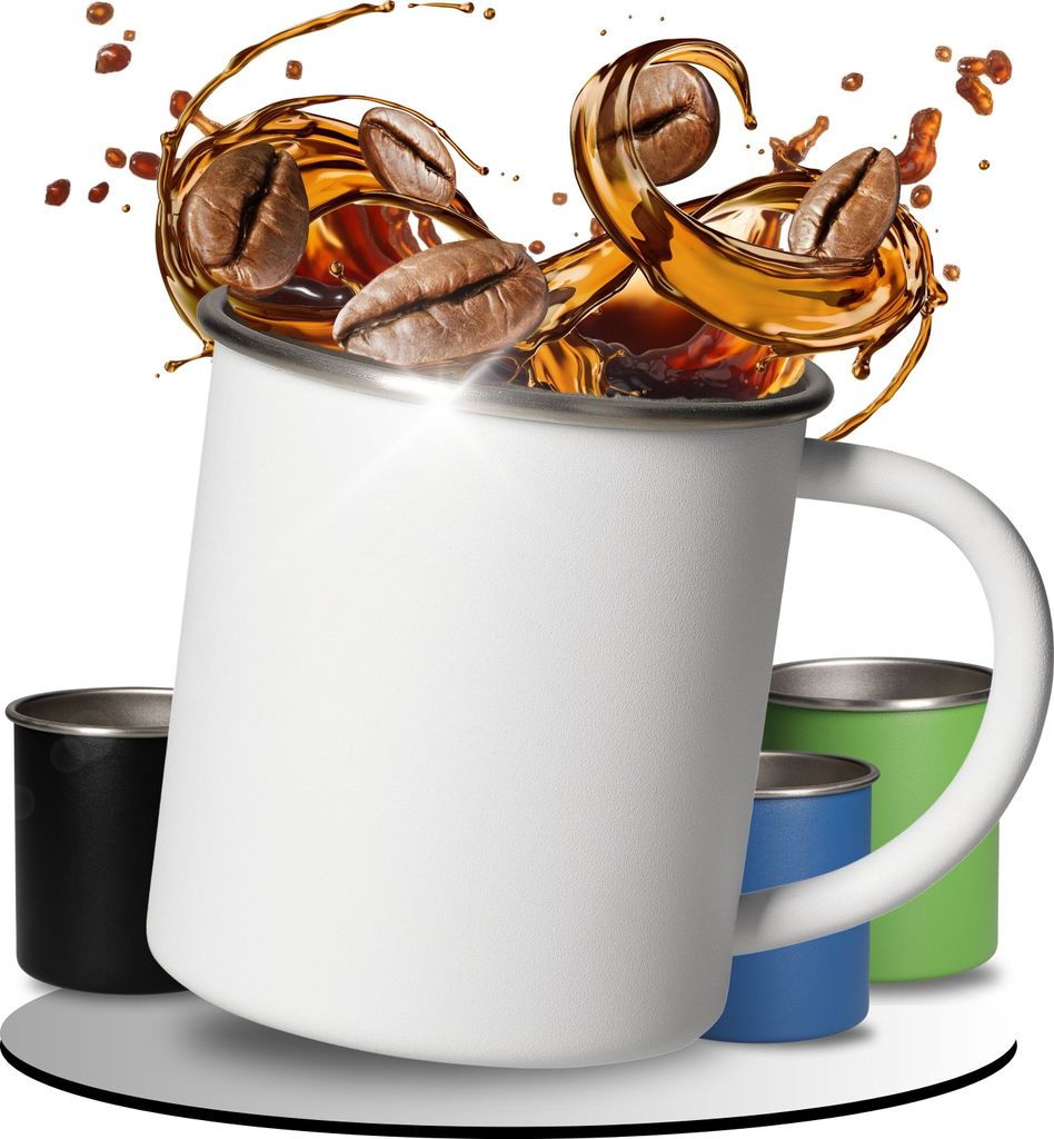 Edelstahlbecher 'Adventura' 340 ml - Robuster Camping Trinkbecher mit abgerundeten Trinkrand - weiß