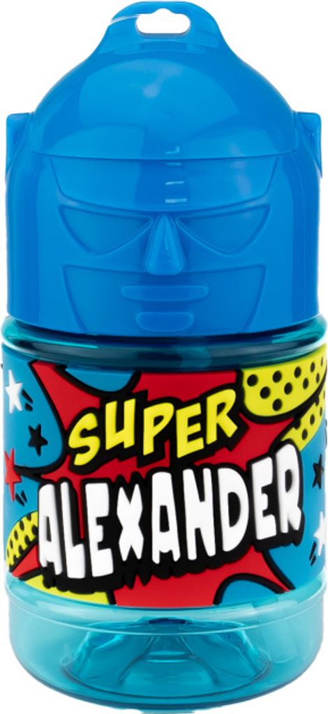 Wasserflasche f. Kinder mit Namen für Schule und Freizeit-BPA frei-Trinkflasche Alexander