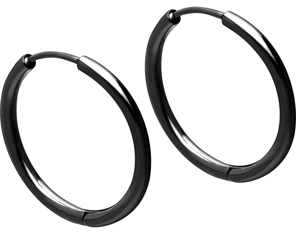Chirurgenstahl Ohrclicker Creolen Schwarz Innendurchmesser: 14mm + Designstärke: 1,6 mm (0,8 mm Stabstärke)mm