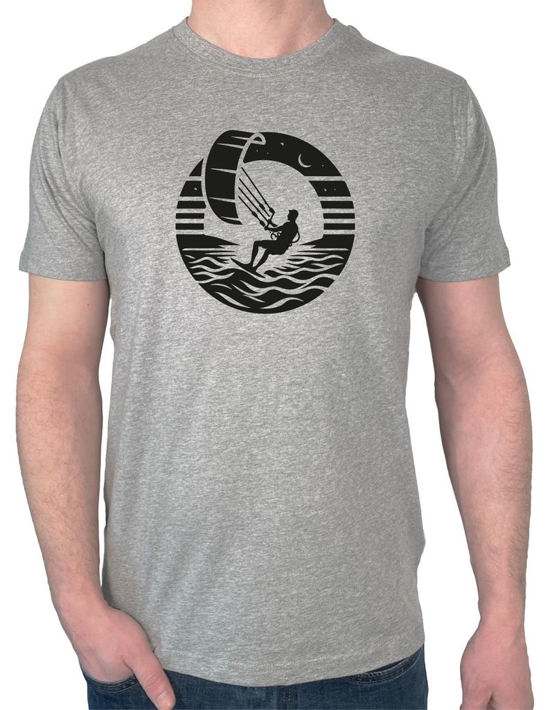 Huuraa Herren T-Shirt Kite Board Kitesurfing 3XL Sport Grey Bio Baumwolle Fairtrade Herrenshirt Geschenkidee