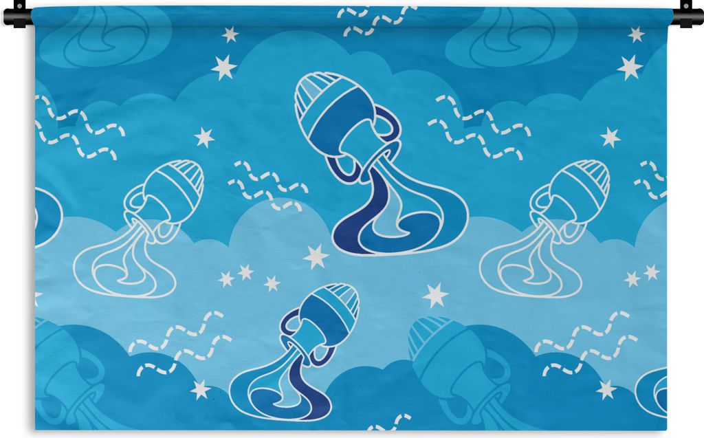 MuchoWow Wandteppich Wandbehang Wassermann - Design - Tierkreiszeichen 90x60 cm Tapisserie Dekoration Wandtuch - Wandskulpturen - Bildteppich