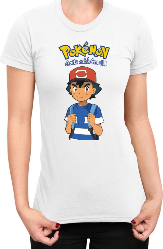 Damen T-Shirt Japan Manga Anime Comics Pokemon 016, Lady 2XL / Weiß