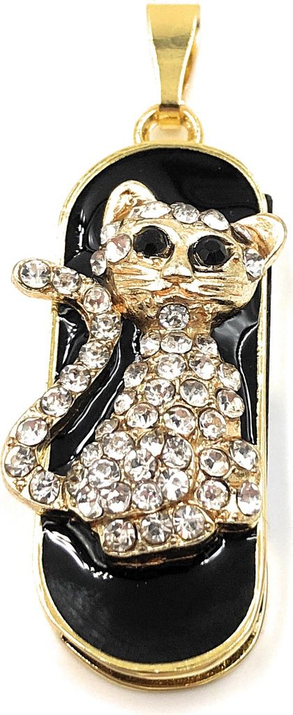 Onwomania Katze Golden Edel Metall Charm Anhänger Funny USB Stick 64 GB USB 2.0