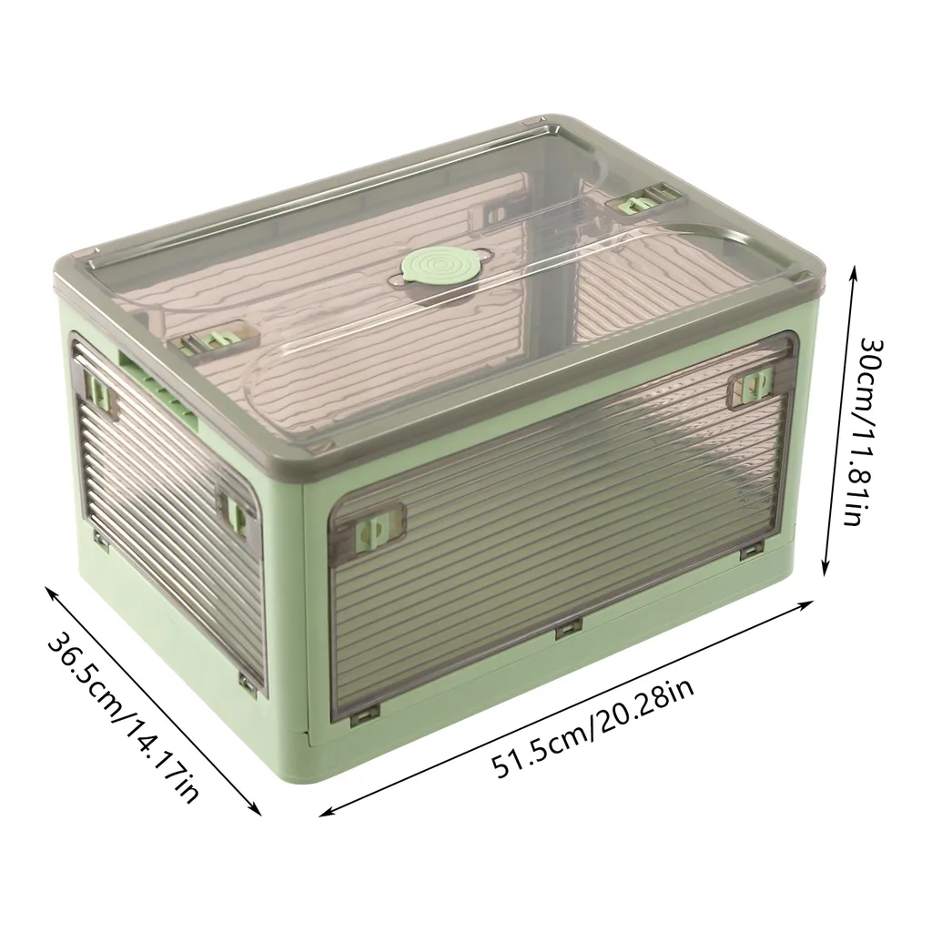 Caisse de rangement pliable empilable avec accès frontal et roulettes