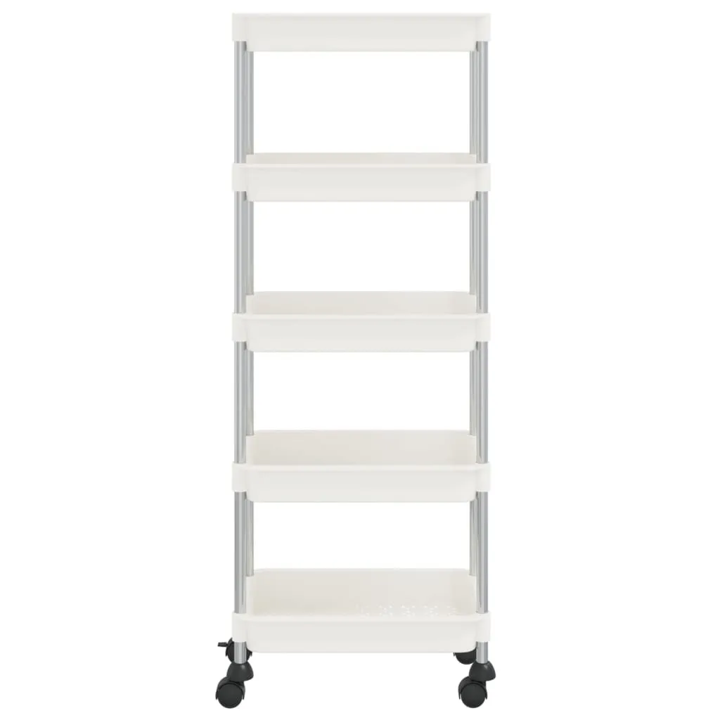 Carrello Cucina 5 Ripiani Bianco 42x29x128 cm Ferro e ABS | Salvaspazio - 3