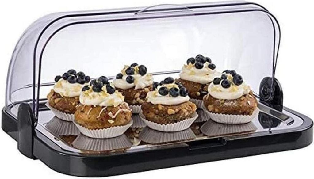 APS Buffetvitrine Schwarz 9104 –1x Schale rostfreies Image du produit 