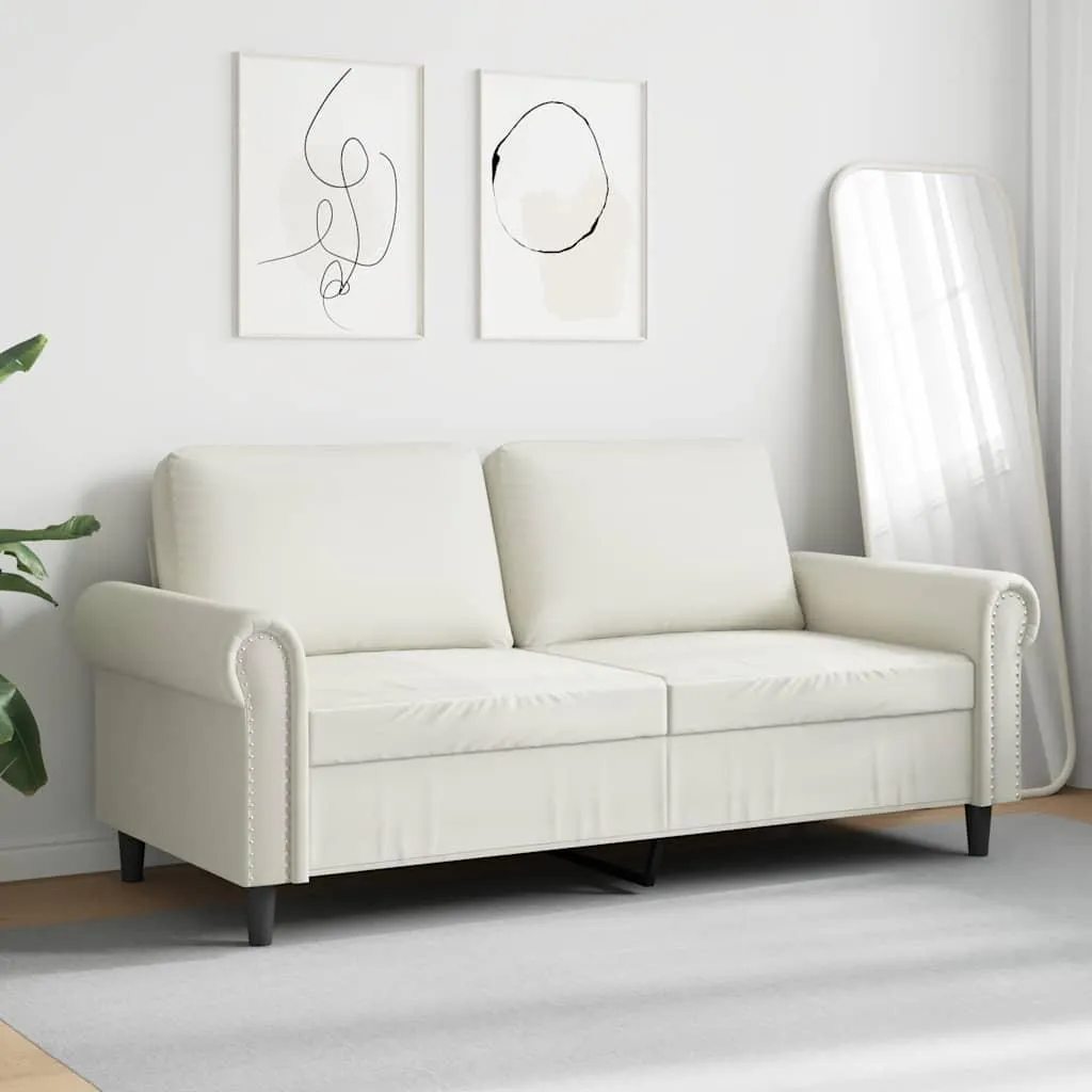 Canapé 2 places en velours crème de 140 cm vidaXL pour studio et salon - 3