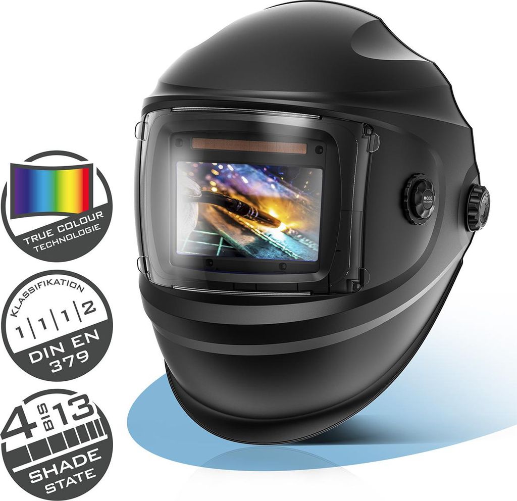 STAHLWERK Automatik-Schweißhelm 3 in 1 BULLET – mit True-Colour, autom. Abdunkelung DIN 4-13, optische Klasse 1/1/1/2, optimales Sichtfeld 100 x...
