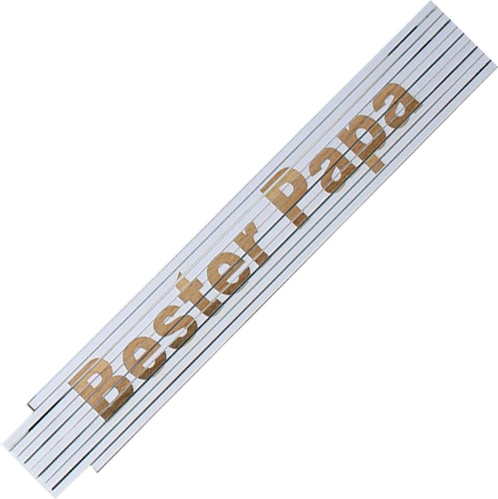 Zollstock Meterstab Laser Gravur Spruch Vatertag Valentinstag Geburtstag Farb und Text Auswahl, Spruchartikel:Bester Papa, Farbe:Weiß