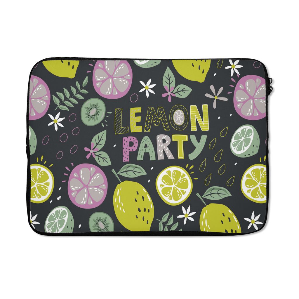 MuchoWow Laptop Hülle 14 ZollSummers - Zitat - Zitronen - Schwarz Laptoptasche - Laptoptasche - Stoßsicher - Schutzhaube