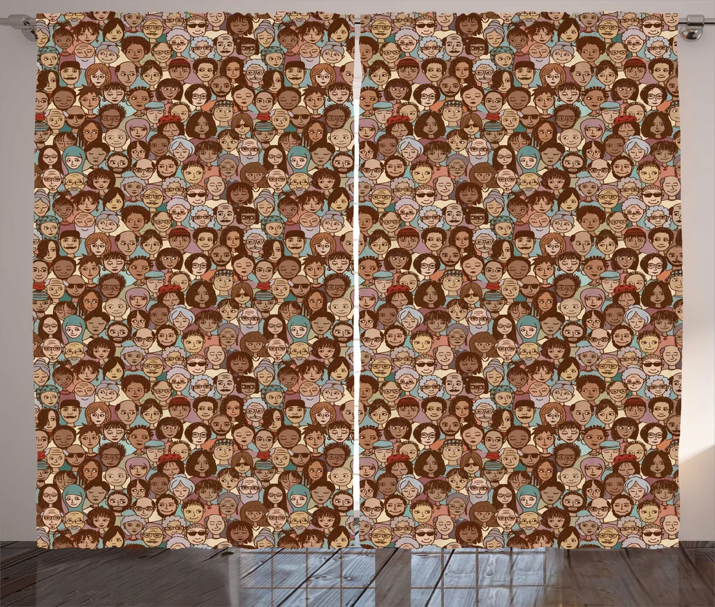 Rideaux de Salon Universels Motif Visages Humains Multicolore 280x225
