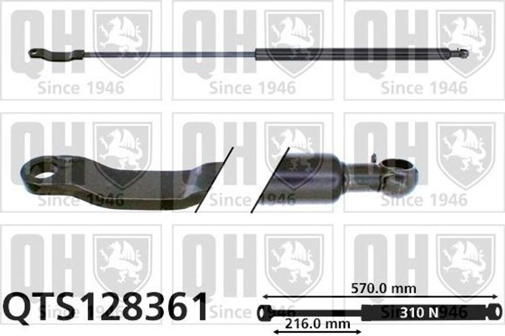 QUINTON HAZELL QTS128361 Gasfeder Heckklappendämpfer für VW Polo Coupe (86C, 80) 570mm