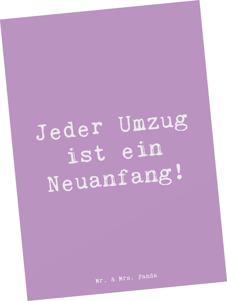 Mr. & Mrs. Panda Postkarte Spruch Umzug Neuanfang - Lavendeltraum - Geschenk, Unterstützung, Grußkarte, handgefertigte Produkte, Abenteuer, Trost...