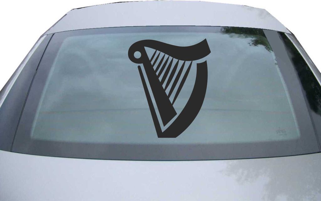 Indigos UG - Aufkleber Heckscheibe & Motorklappe DE2331 - schwarz - 600x500 mm - Harfe - Auto Scheiben Fenster Heckklappe Tuning Racing JDM - Die cut