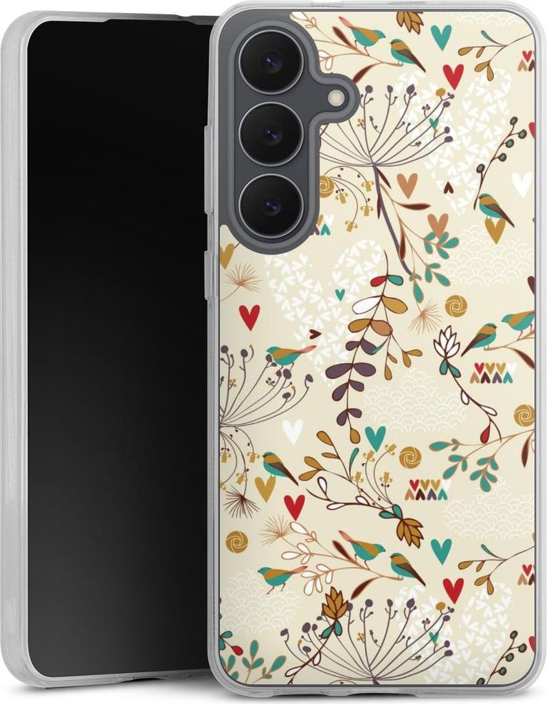 DeinDesign Handyhülle für Samsung Galaxy S25 FE Silikon Hülle Case Smartphone Schutzhülle Blumen Retro Vogel
