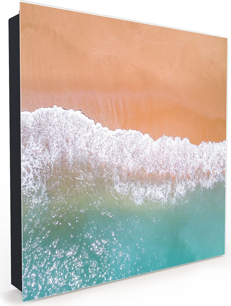 Nachbildung-Schlüsselkasten, Magnetpinnwand und Memoboard mit Glasfront Motiv Luftaufnahme Strand