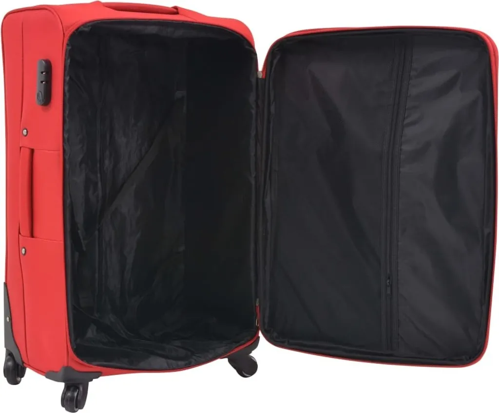 Set de 3 valises souples trolley rouge avec roues multidirectionnelles - 6