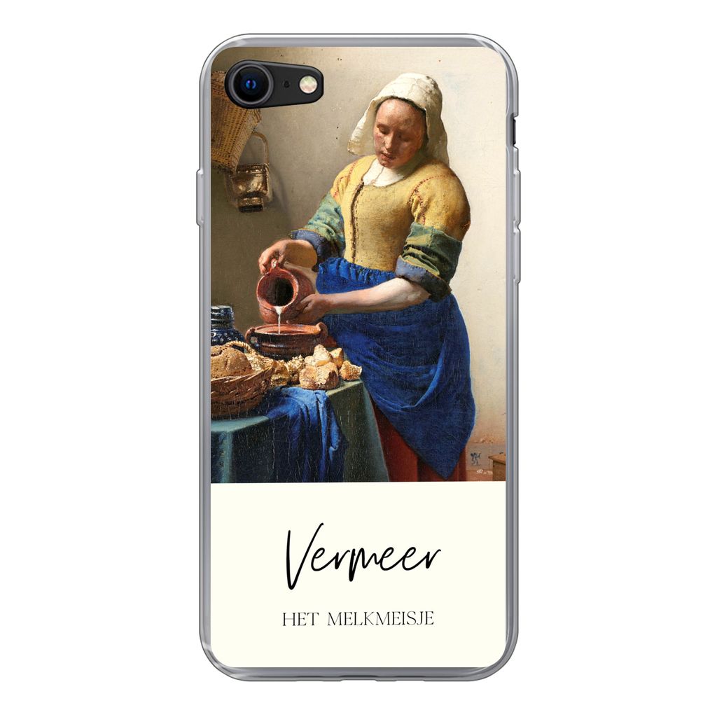 MuchoWow Handyhülle Schutzhülle Hülle für iPhone 7 Kunst - Milchmädchen - Vermeer Silikon Softcase Handy Hülle - Kartenhalter