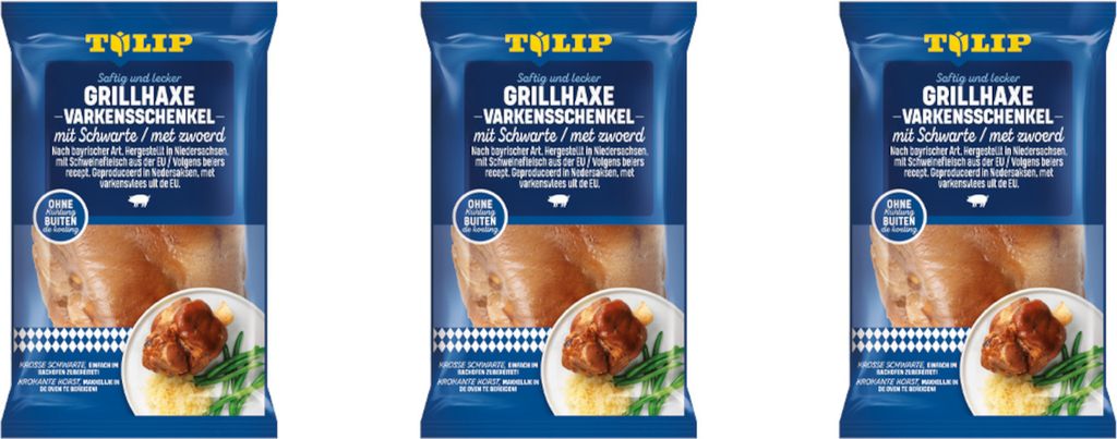 TULIP Grill-Haxe mit Schwarte 3x 600g Tafelfertig Kross Produktbild 