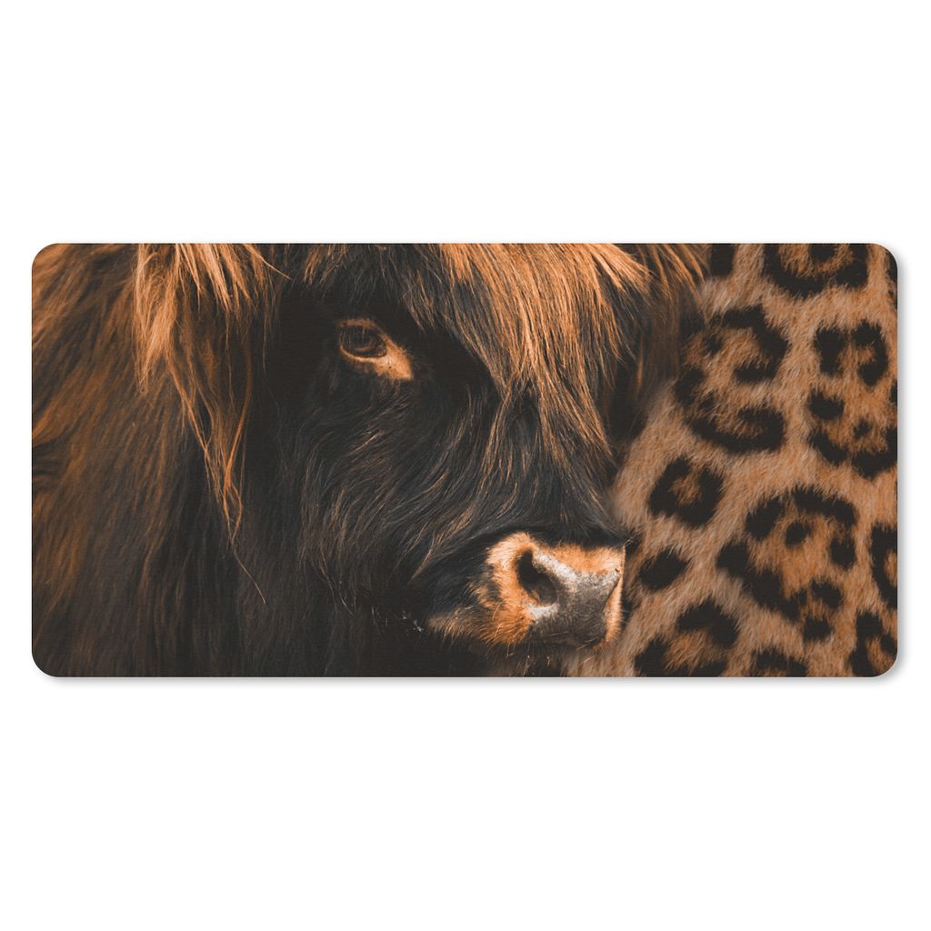 MuchoWow Mauspad Mousepad Panther Druck - Schottischer Highlander - Tiere 60x30 cm - Mousepads - Maus Mat - Pad - Mausunterlage - Nachhaltig