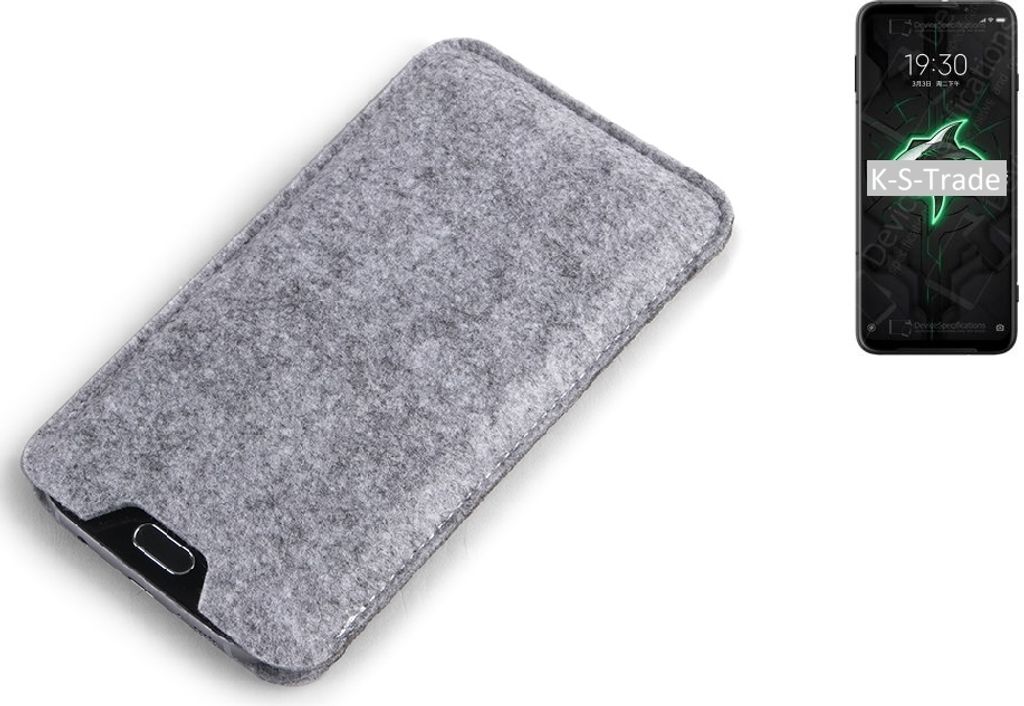 K-S-Trade Filz Handyhülle kompatibel mit Xiaomi Black Shark 3 Schutzhülle Filztasche Filz Tasche Case Sleeve Handy Hülle Filzhülle grau