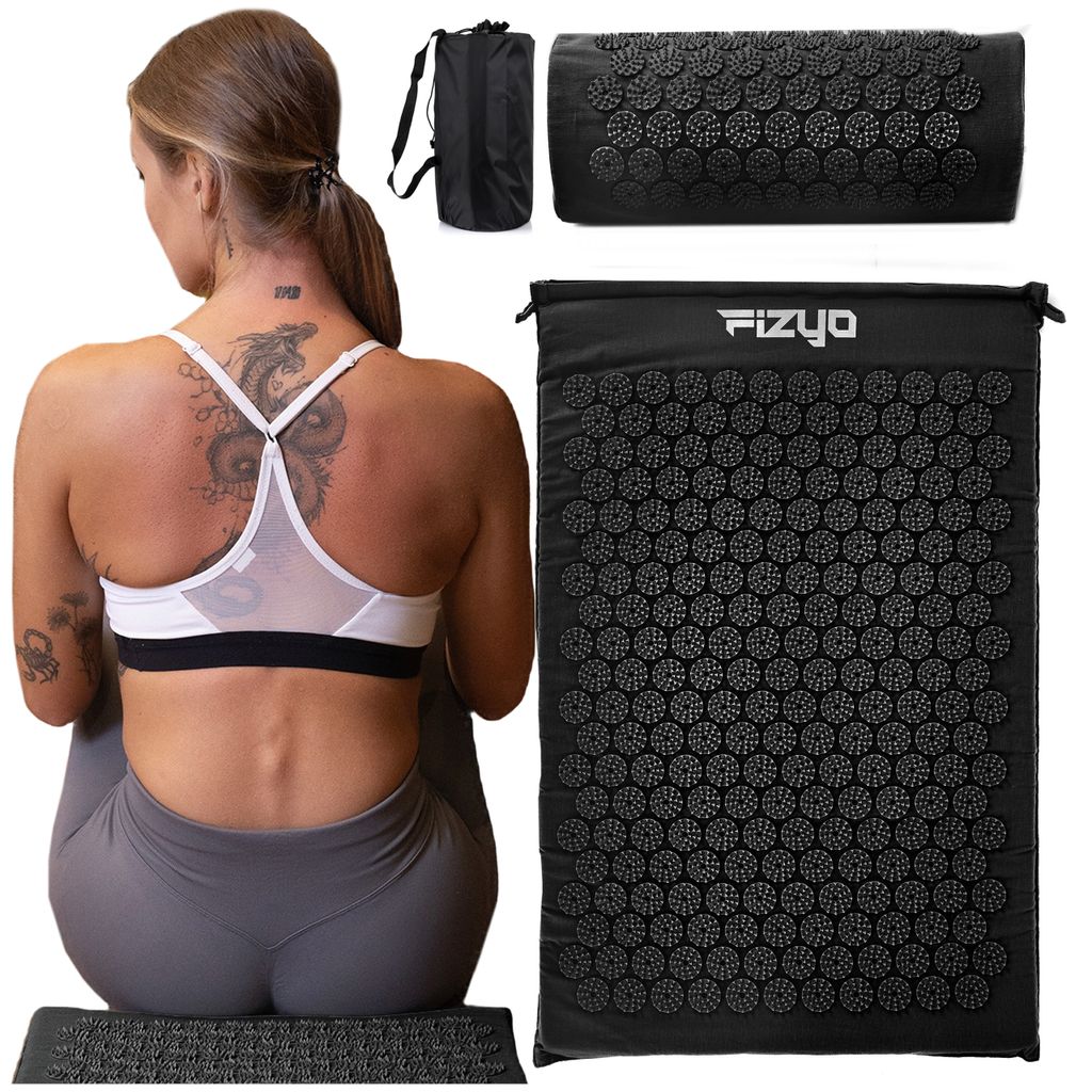 FIZYO Akupressurmatte mit Massage- und Regenerationskissen zur Linderung von Rücken-, Kopf- und Nackenschmerzen, Stress und Schlafstörungen – S...