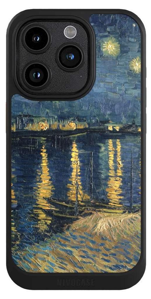NIVOCASE Hülle für Apple iPhone 15 Pro Handyhülle NIVOcore Case Schwarz Kunst Malerei