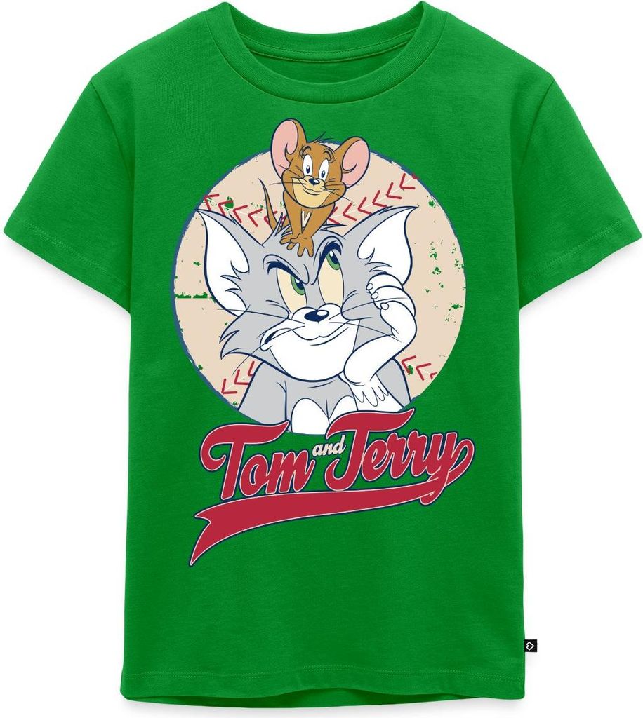 Spreadshirt Tom Und Jerry Baseball Kinder Premium T-Shirt, 134/140 (8 Jahre), Grün