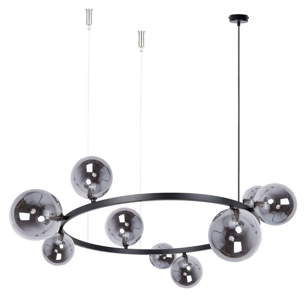 Lustre de Salon BOLERO pour Plafond Haut Métal Noir 9 G9 150x92 cm