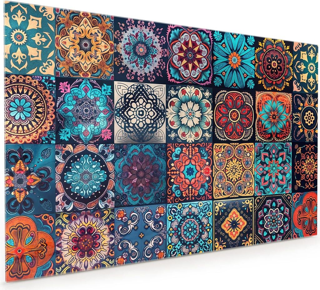Küchenrückwand Spritzschutz Glas mit Motiv Mandala Mosaik Teppich 40 x 40 cm