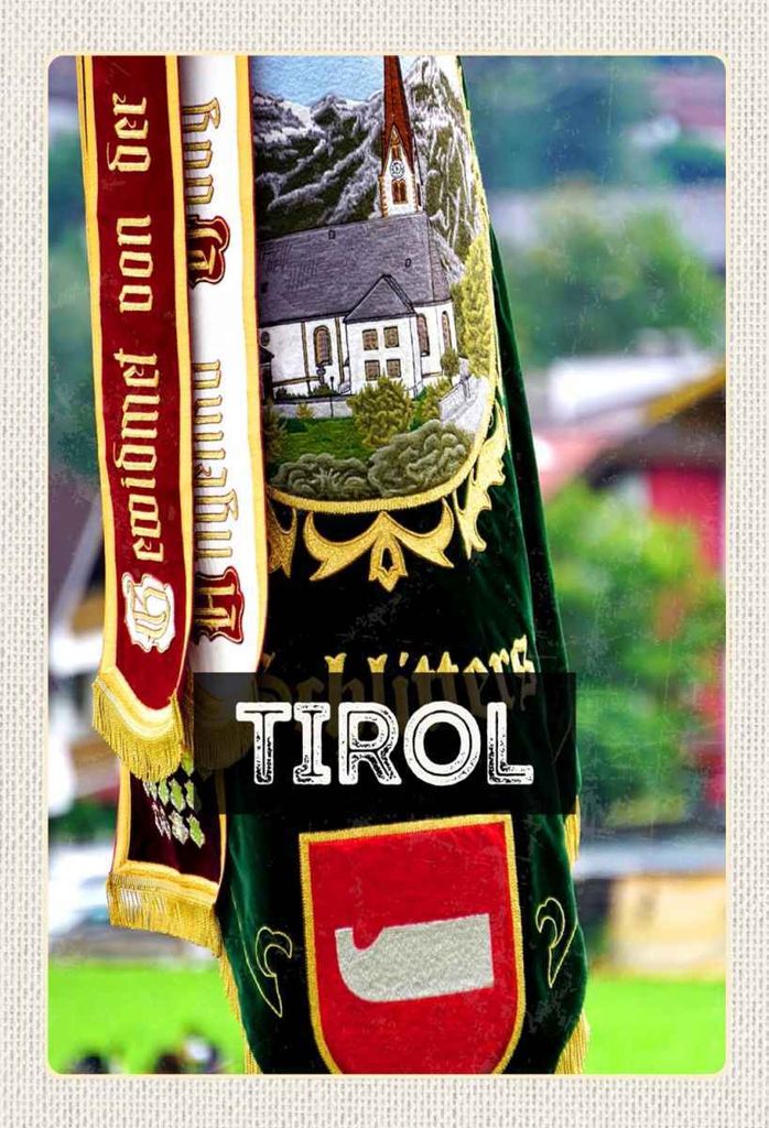 vianmo Holzschild 30x20 cm Tirol Symbole grün Natür Tradition Bildmotiv Reisemotiv Abenteuer Reisen