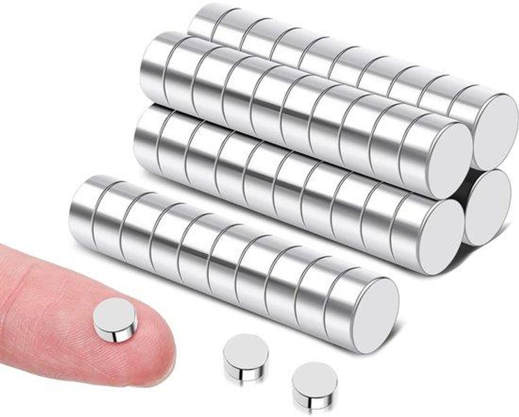 Neodymium-Magneten 100 Stück, 6 x 3 mm, kleine, runde, starke Magneten, ideal für Magneetbördel, Kühlschrank, Bastelprojekte, Schreibtisch