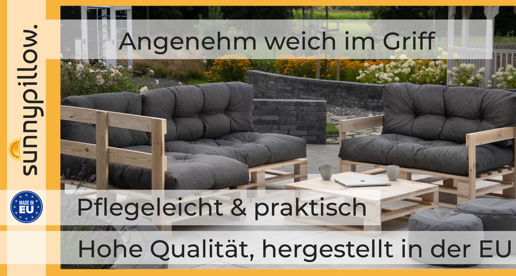 sunnypillow Palettenkissen für Gartenmöbel - Sitzkissen 120 x 80 cm - Palettenauflage für Palettensofa - Palettenpolster, Sitzpolster für Palet...