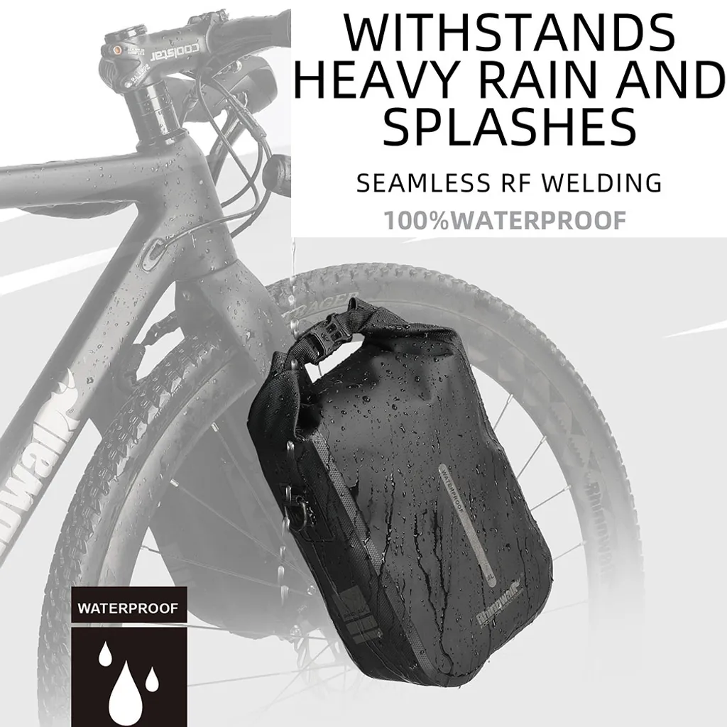 Sacoche vélo 4L imperméable à fixation rapide, sac de rangement noir