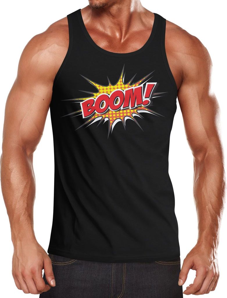 Herren Tanktop Comic Boom Muskelshirt Tank Top Muscle Shirt Achselshirt Moonworks schwarz XXL