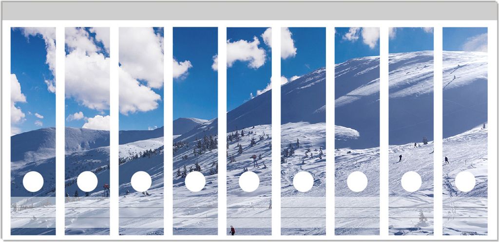 Wallario Ordnerrücken Sticker, selbstklebend für breite Ordner, 9 Stück, Motiv Ski-Piste in den Alpen